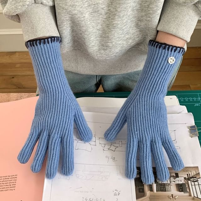 Ribbed Gloves Knit Cuff