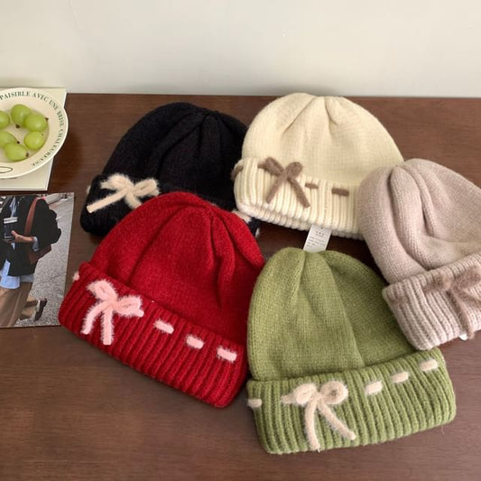 Knit Beanie Bow