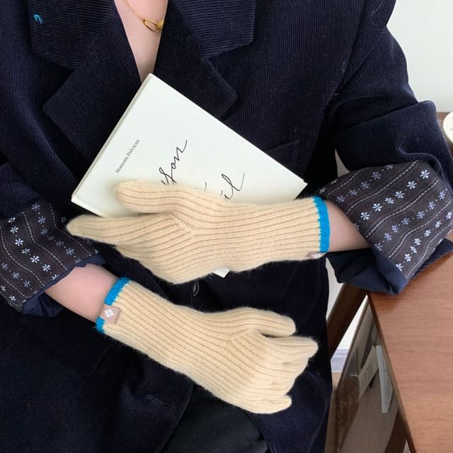 Knit Gloves Touchscreen Two-Tone