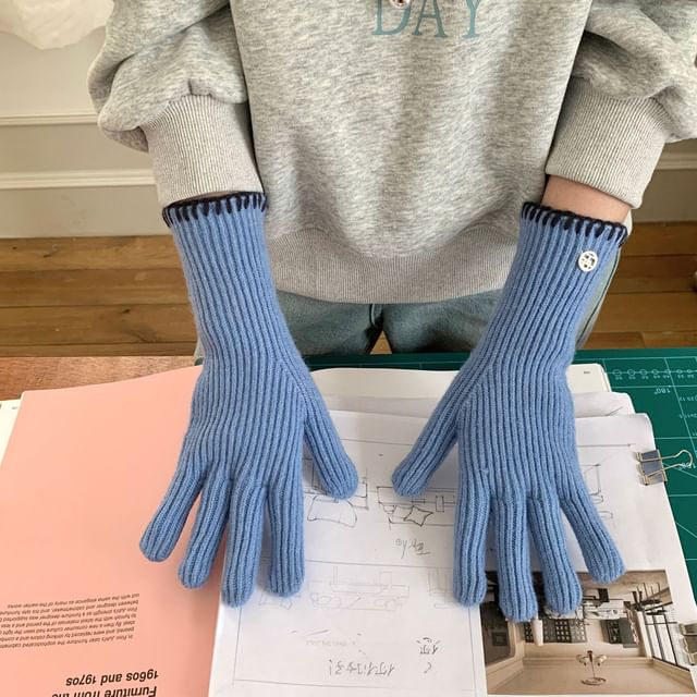 Ribbed Gloves Knit Cuff