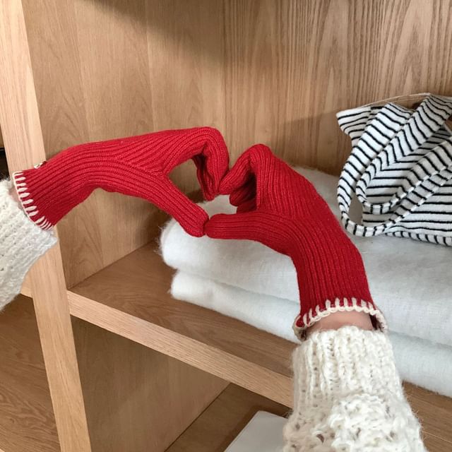 Ribbed Gloves Knit Cuff