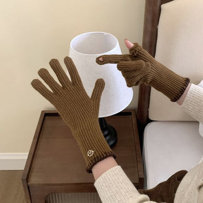 Ribbed Gloves Knit Cuff