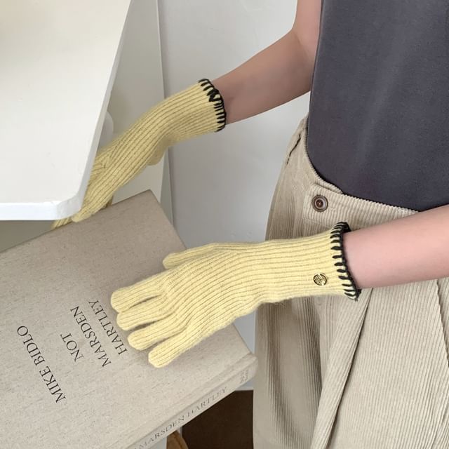 Ribbed Gloves Knit Cuff