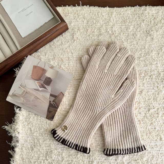 Ribbed Gloves Knit Cuff