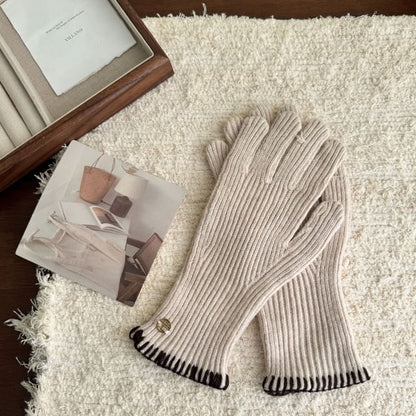 Ribbed Gloves Knit Cuff