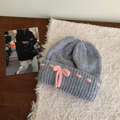 Knit Beanie Bow