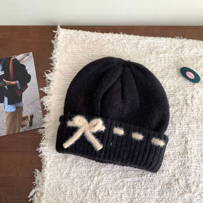 Knit Beanie Bow