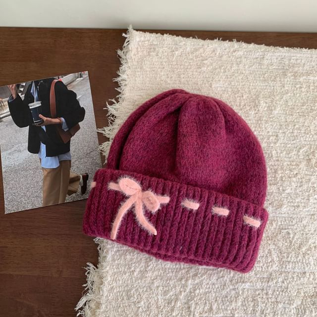 Knit Beanie Bow
