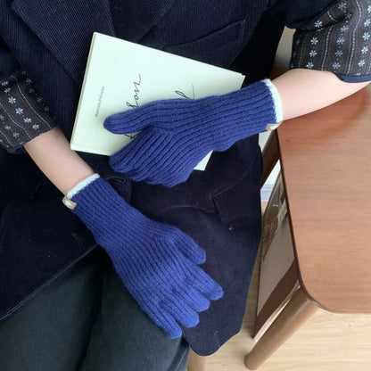 Knit Gloves Touchscreen Two-Tone