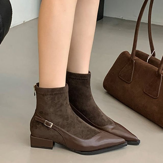Sample Low Heel Pointed Toe Short Boots
