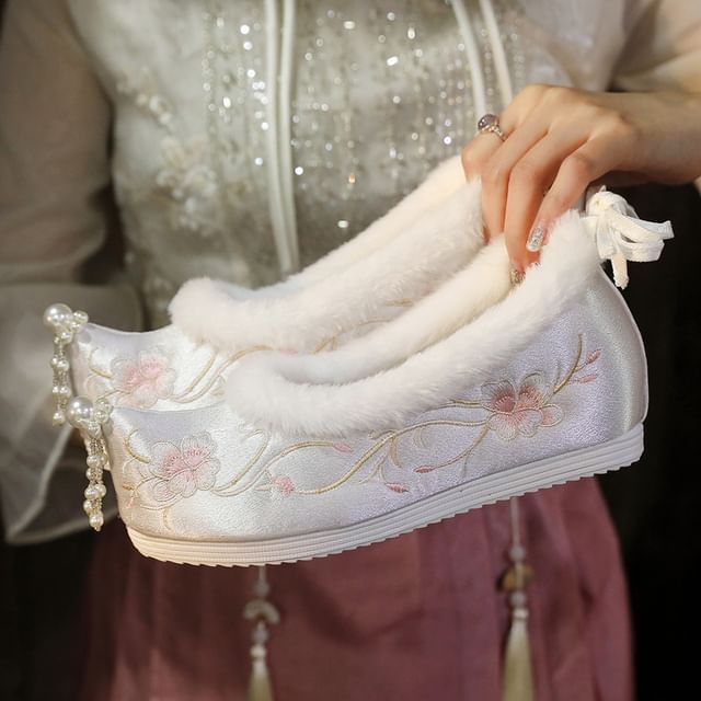 Wedge Pumps (Various Beaded Designs) Hidden Fleece-Lined Heel Embroidered