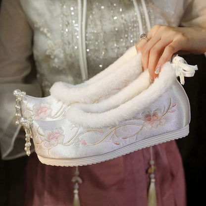 Wedge Pumps (Various Beaded Designs) Hidden Fleece-Lined Heel Embroidered