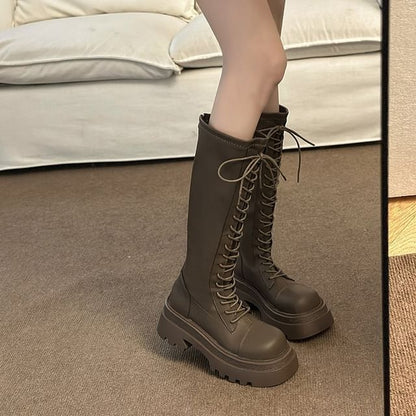 Platform Up Boots Knee High Lace