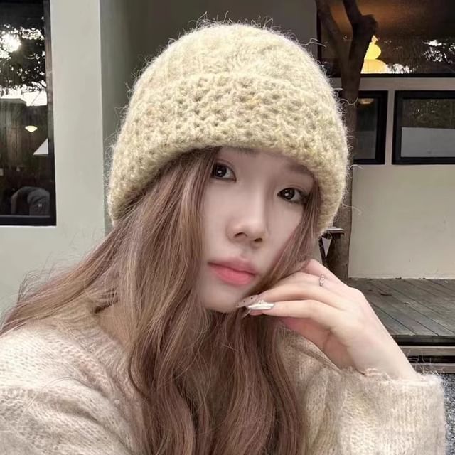 Beanie Knit Cable Plain