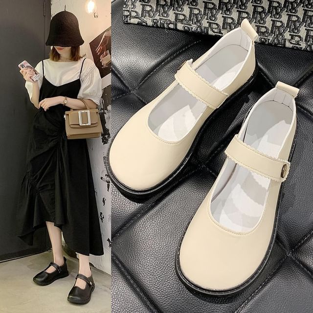 Jane Leather Faux Flats Plain Mary