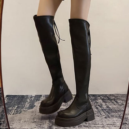 Sample Faux Leather Platform Over-The-Knee Boots