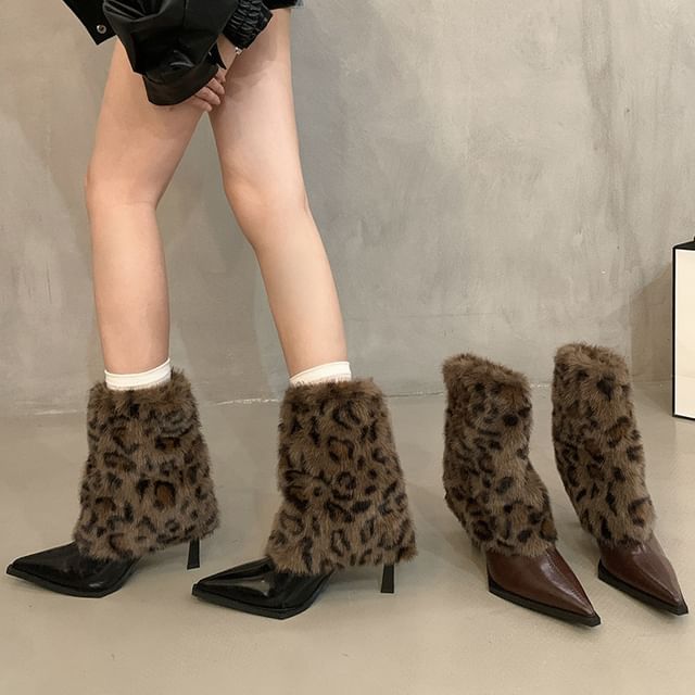 Sample High Heel Leopard Print Pointed Short Boots