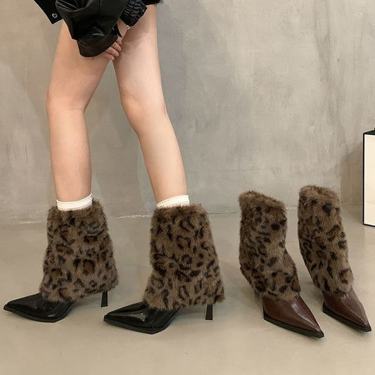 Sample High Heel Leopard Print Pointed Short Boots