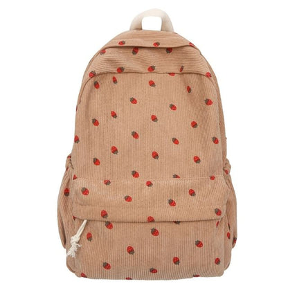 Backpack Strawberry Multi-Pocket Print