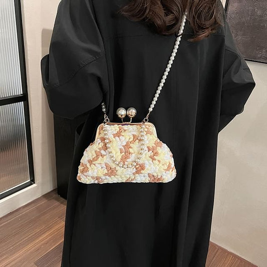 Wholesale Sample Patterned Faux Pearl Crossbody Bag