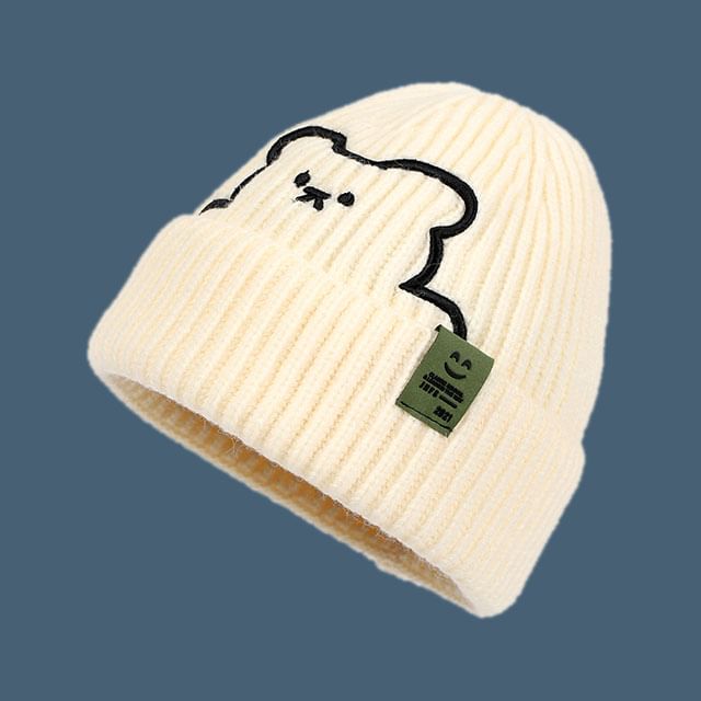 Beanie Plain Bear / Embroidered