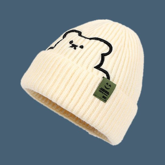 Beanie Plain Bear / Embroidered