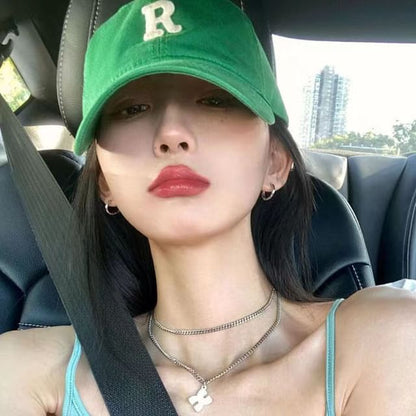 Baseball Cap Plain Embroidered Lettering /