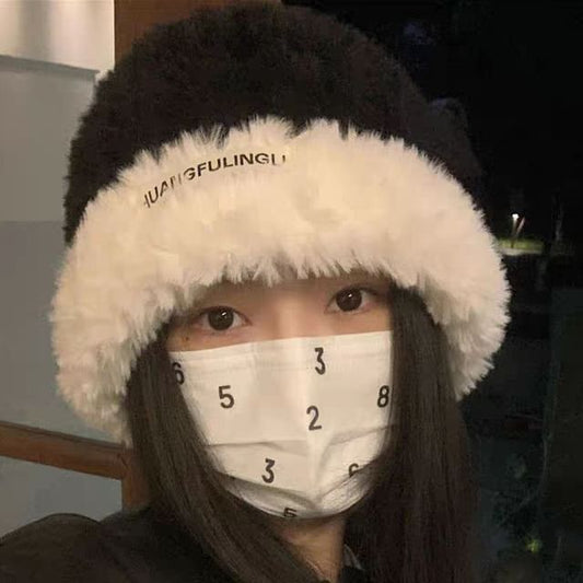 Plain Fluffy / Knit Beanie Cable