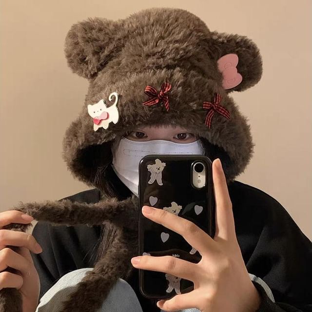 Hat Ear Fluffy Bear / Bow Dog
