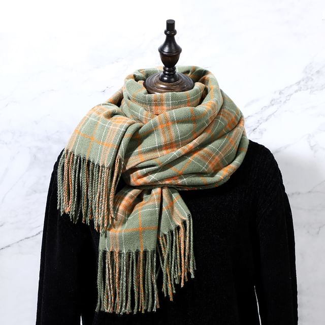 Scarf Plaid Fringe