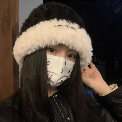 Plain Fluffy / Knit Beanie Cable