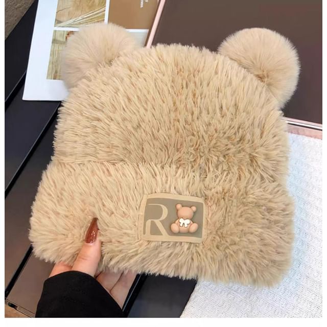 Bear Hat Plain / Fluffy Knit Balaclava