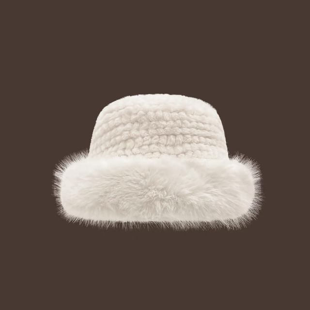 Fluffy Panel Trapper Plain Hat / Faux Leather