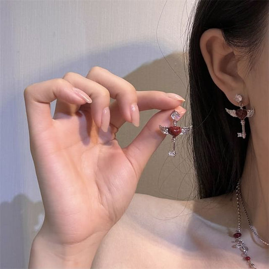 Wholesale Sample Wing Heart Key Layered Necklace / Drop Earring