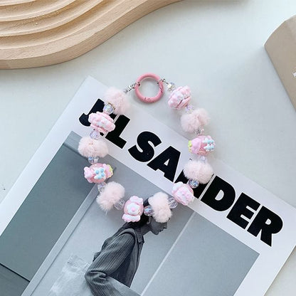 Phone Heart Strap Pom Bead