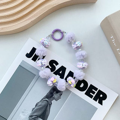 Phone Heart Strap Pom Bead