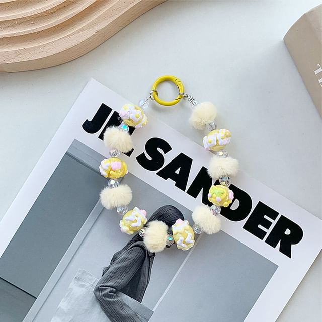 Phone Heart Strap Pom Bead