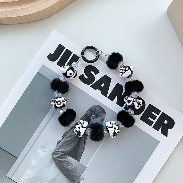 Phone Heart Strap Pom Bead