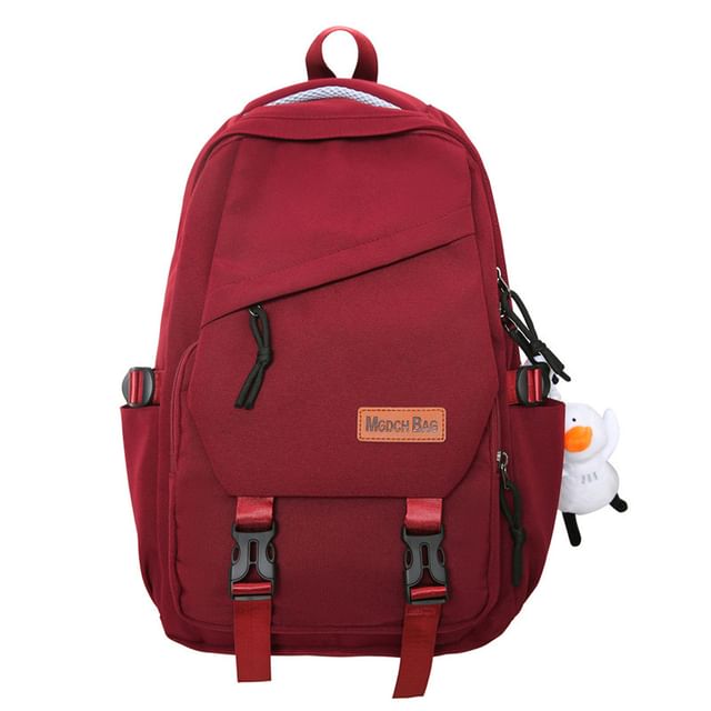 Plain Buckled Nylon Laptop Backpack / Bag Charm / Set