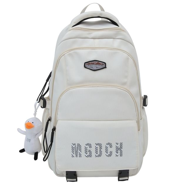 Lettering Print Nylon Laptop Backpack / Bag Charm / Set