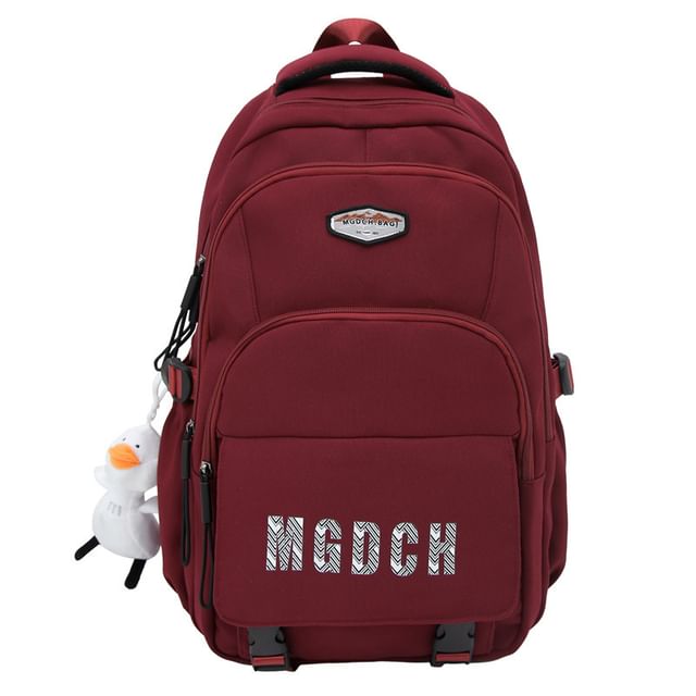 Lettering Print Nylon Laptop Backpack / Bag Charm / Set
