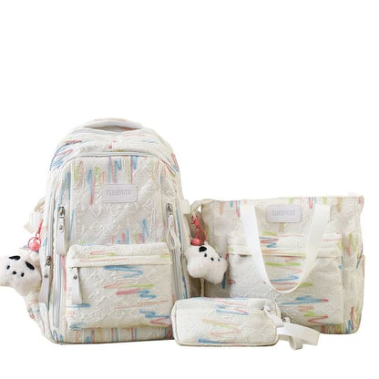 Embroidered Nylon Laptop Backpack / Tote Bag / Pencil Case / Bag Charm / Set