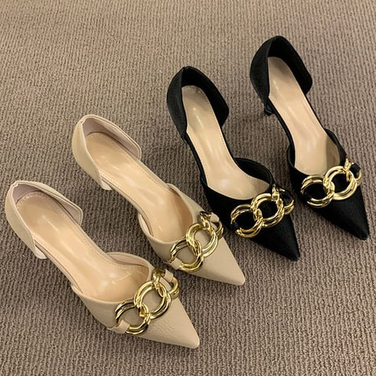 Sample Stiletto Pointed Toe Chained D'Orsay Pumps