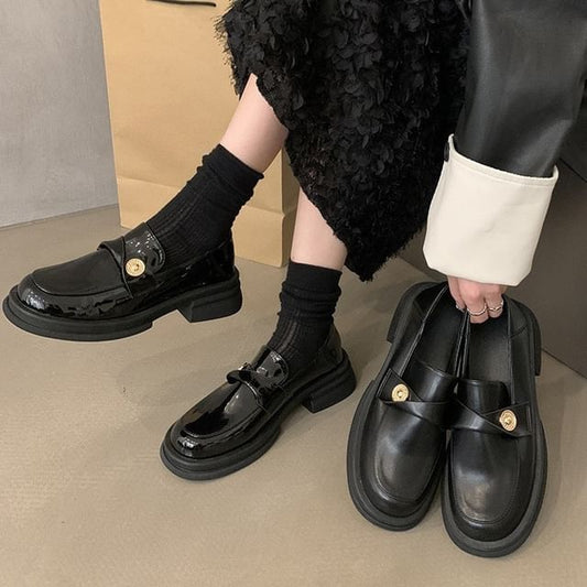 Sample Platform Metal Accent Faux Leather Loafers
