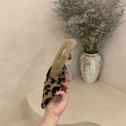 Sample Kitten Heel Pointed Toe Fleece-Lined Mules