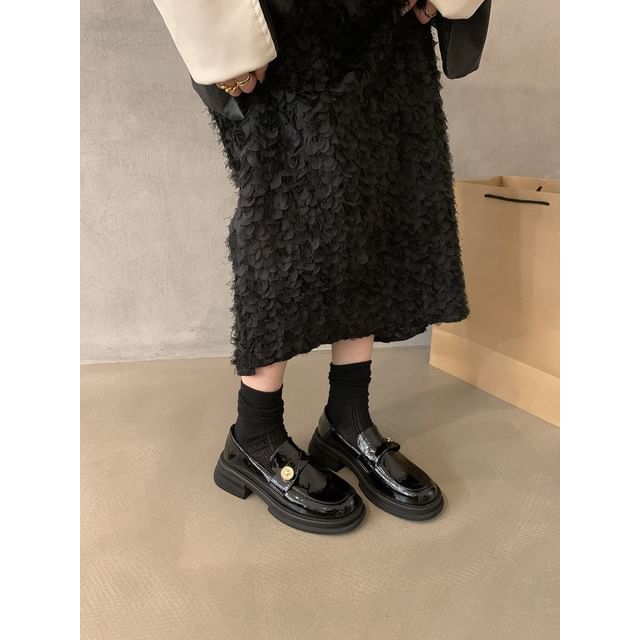 Sample Platform Metal Accent Faux Leather Loafers
