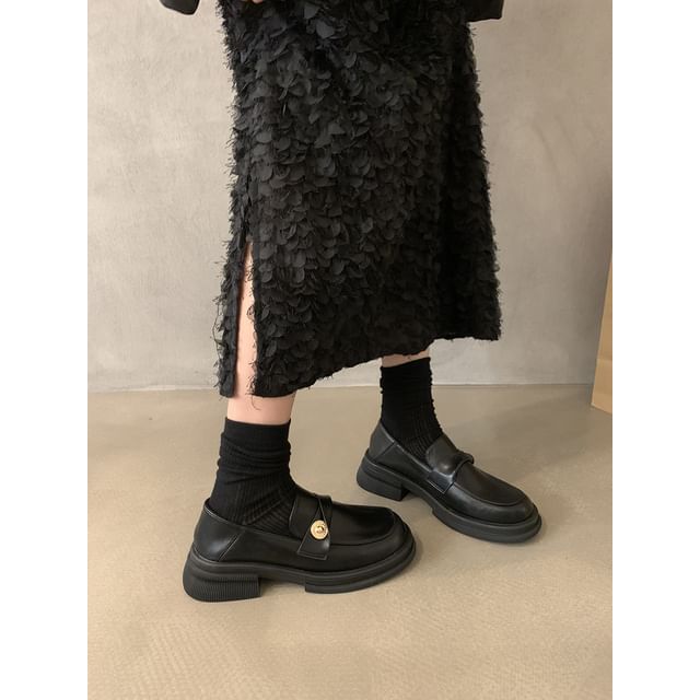 Sample Platform Metal Accent Faux Leather Loafers