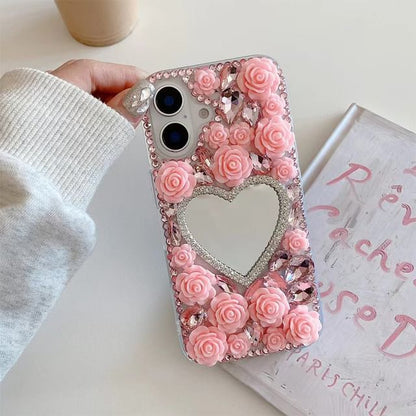 Rose Mirrored Case Rhinestone Phone