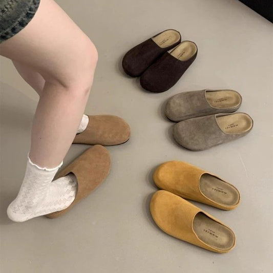 Plain Faux Mules Suede