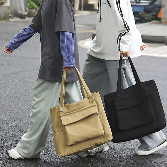 Plain Tote Canvas Flap Pocket Bag